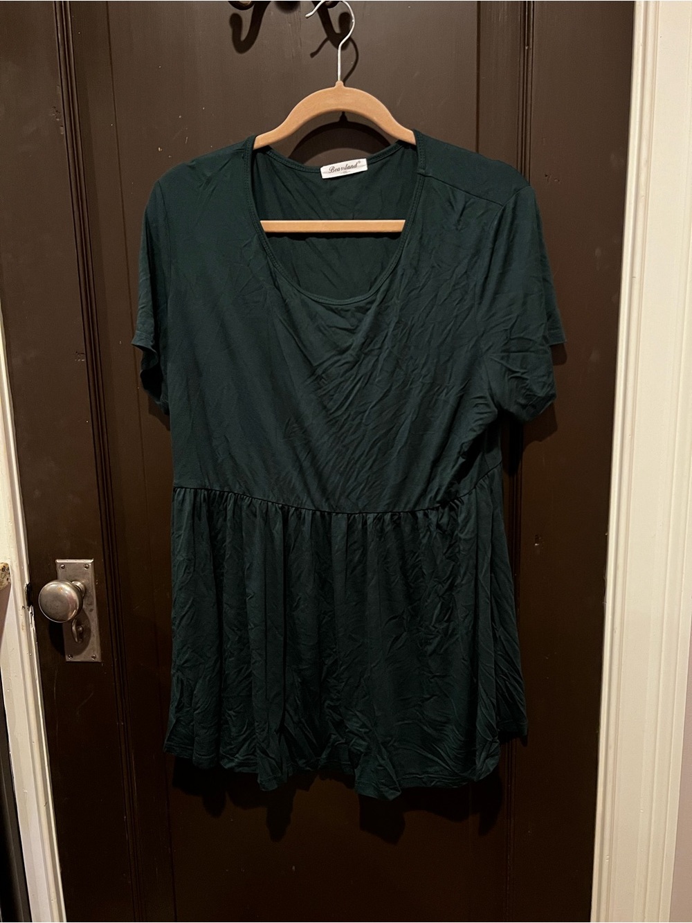 Dark Green Scoop Neck Empire Waist Top